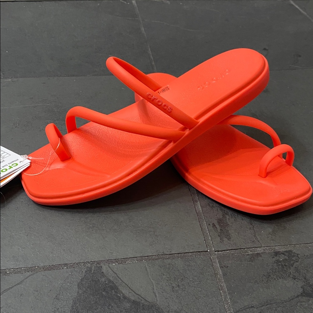 CROCS Vibrant Orange Toe Loop Sandals